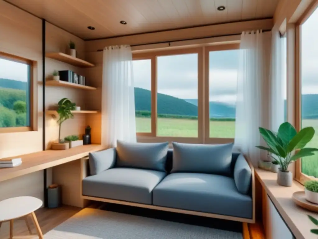 Interior de casa pequeña moderna: diseño impecable y acogedor Acogedor interior de casa pequeña moderna, con muebles minimalistas y luz natural