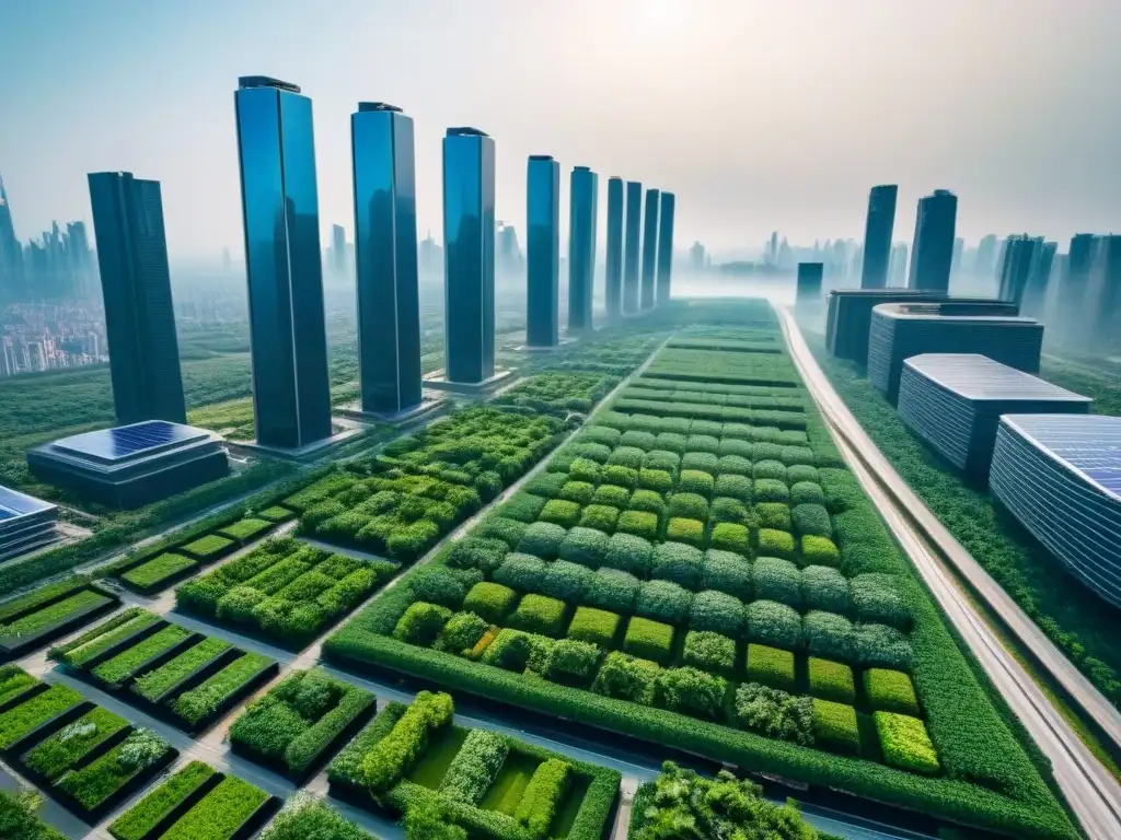 Metrópolis futurista emergiendo tras desastre: arquitectura innovadora y sostenible en armonía con la naturaleza Adaptaciones para propiedades post-desastres: Ciudad futurista emergiendo de la devastación con arquitectura innovadora y naturaleza exuberante
