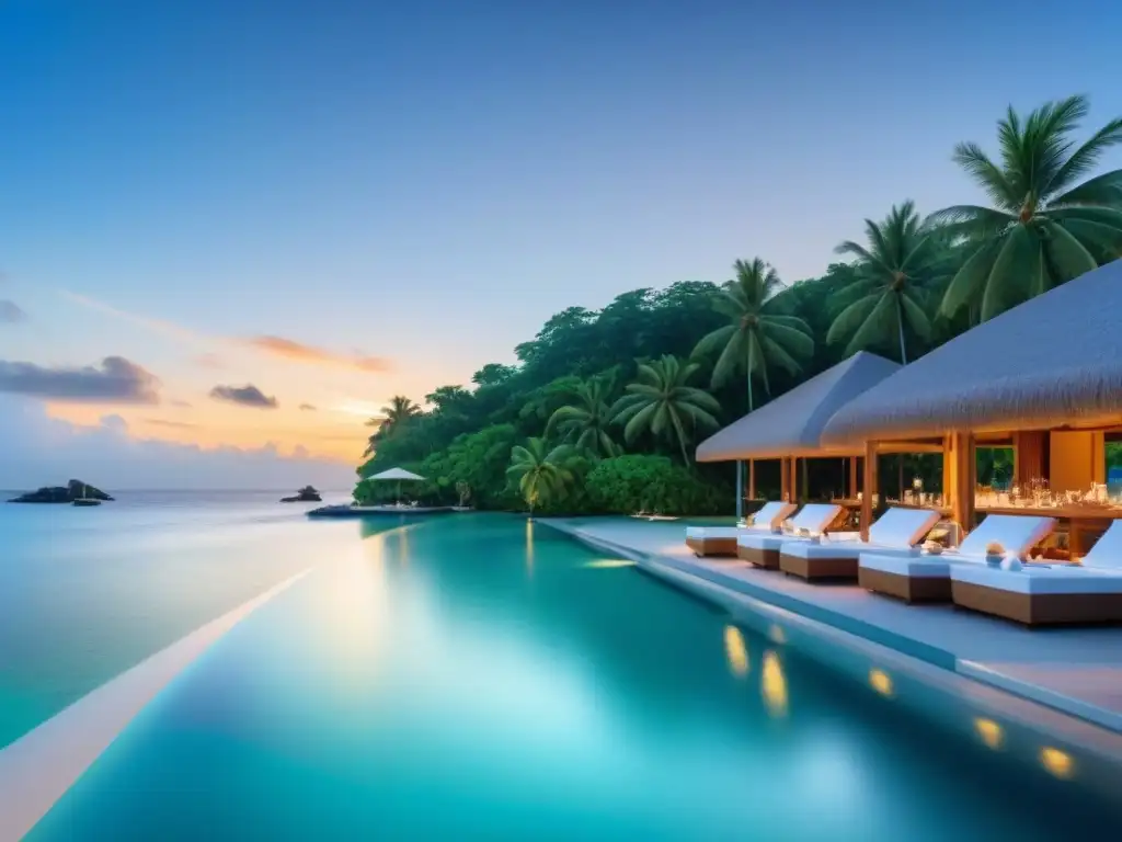 Exclusivo resort de lujo en isla privada: para escapadas exclusivas Alianzas estratégicas resort isla privada: Exclusivo resort isleño de lujo con arquitectura moderna, infinity pools y aguas turquesas