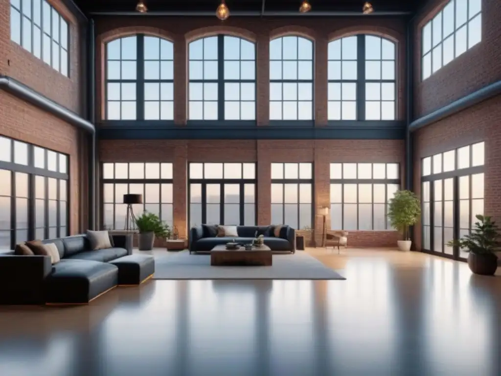 Transformación de almacén industrial a residencia de lujo Transformación de un almacén industrial en una lujosa residencia moderna con muebles elegantes y mucha luz natural