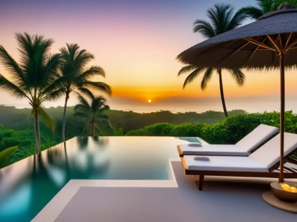 Vacaciones de lujo en villa con piscina infinita al atardecer Alquiler vacacional impactante con piscina infinita y atardecer dorado en redes sociales