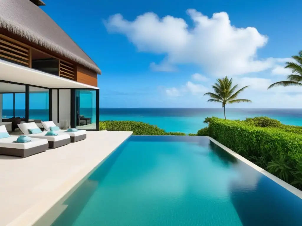 Espectacular alquiler vacacional de lujo en playa paradisíaca Alquiler vacacional internacional de lujo con piscina infinita y paisaje tropical, tendencias alquileres vacacionales internacionales