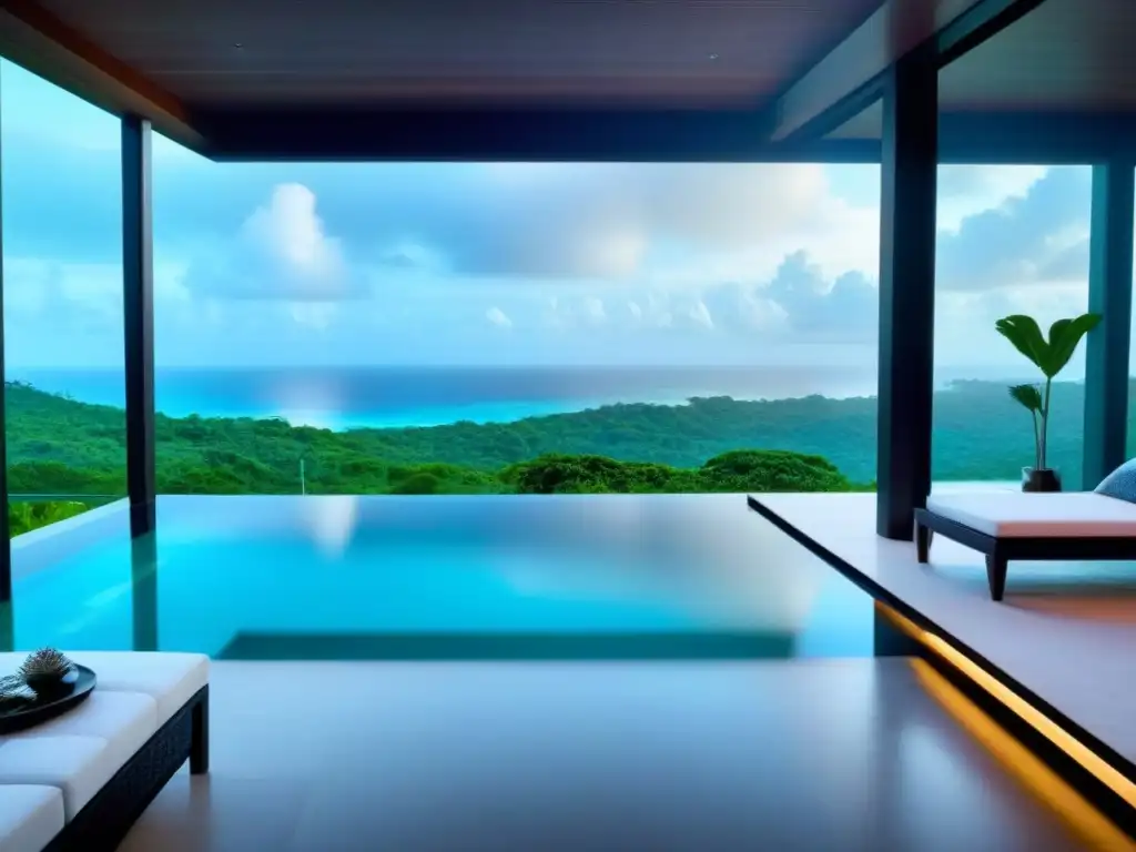 Propiedad de alquiler vacacional de lujo con vistas a la piscina infinita y paisaje tropical exuberante Alquiler vacacional de lujo con piscina infinita y vistas panorámicas en medio de un paisaje tropical exuberante