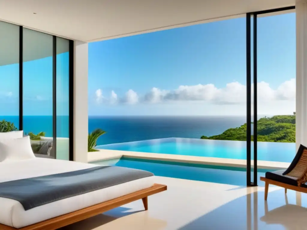 Propiedad vacacional de lujo con vistas al mar Alquiler vacacional de lujo con vistas al mar, decoración elegante y piscina infinita