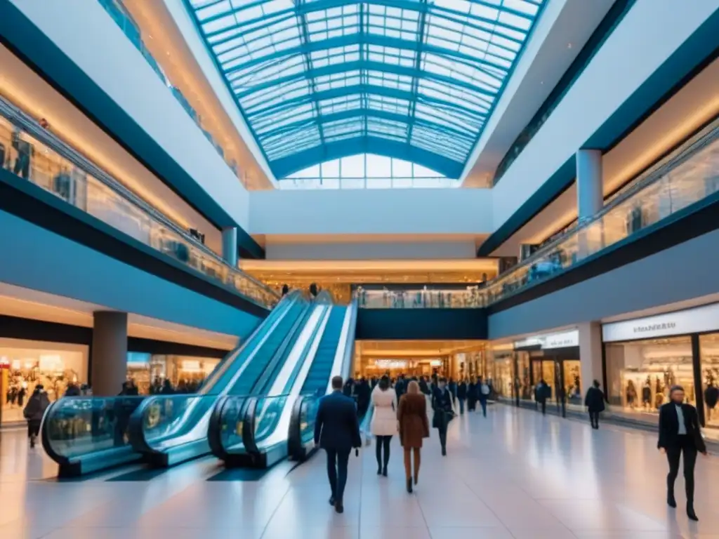 Mall de lujo: compras y estilo en ambiente contemporáneo Un ambiente lujoso y exitoso en un centro comercial con compradores elegantes