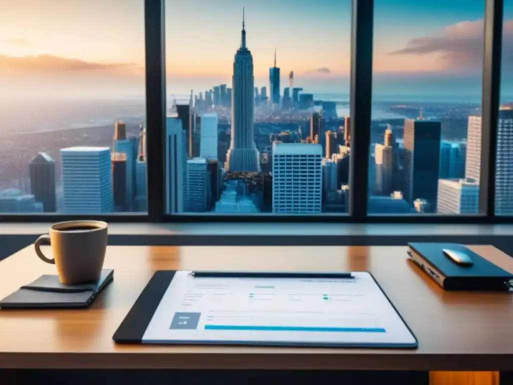 Análisis de campaña de email marketing en oficina moderna Un ambiente profesional y enfocado para analizar resultados de email marketing para bienes raíces