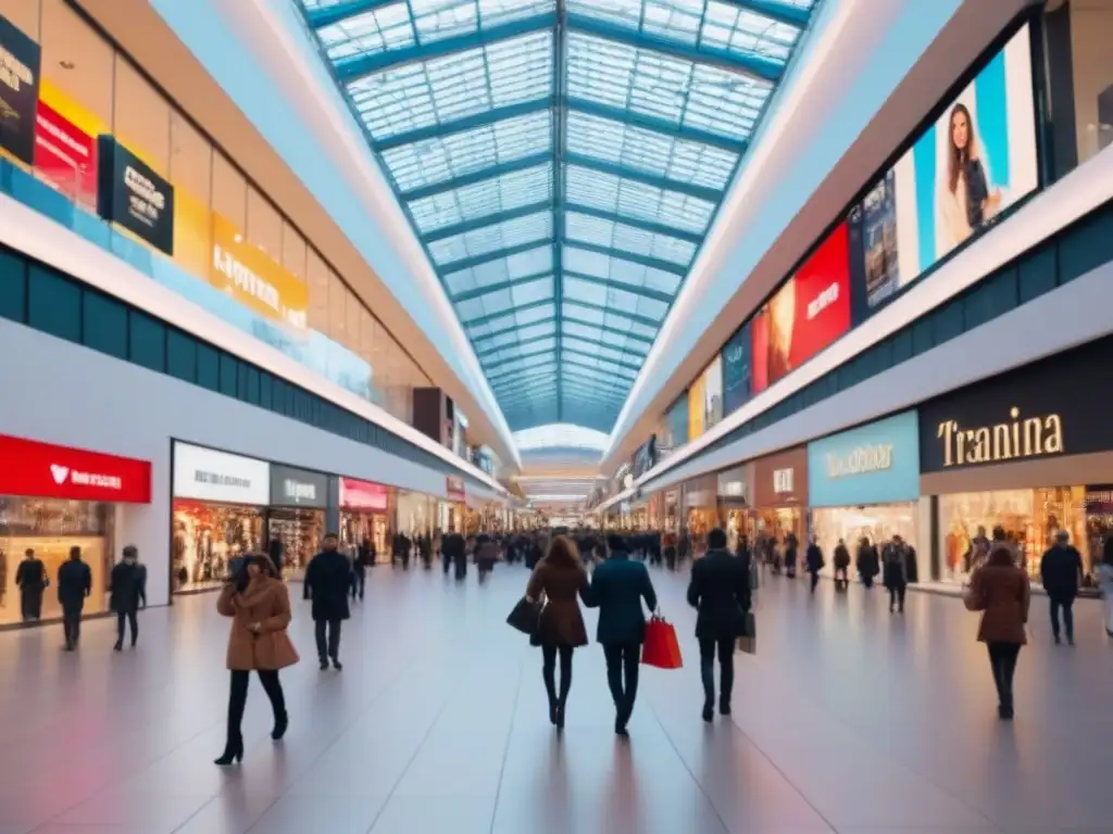 Centro comercial internacional lleno de vida con tiendas de lujo Un animado centro comercial internacional con inversores exitosos centros comerciales internacionales