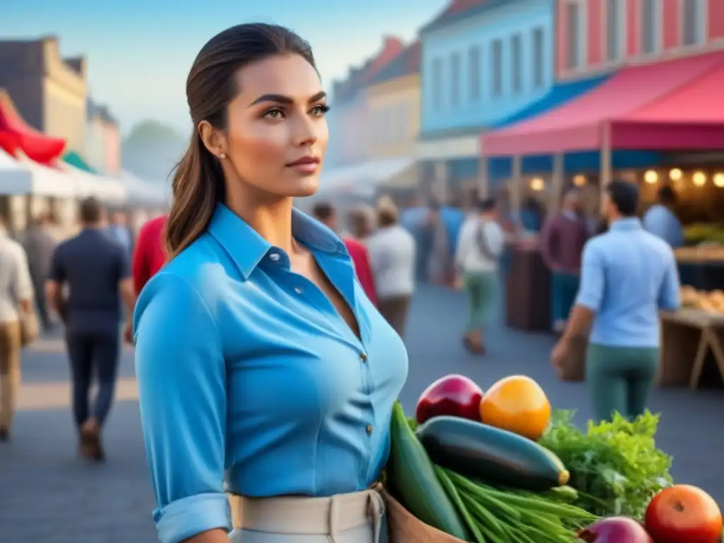 Plaza animada en ciudad en revitalización con mercado y artesanos locales Animado mercado en plaza de ciudad en revitalización