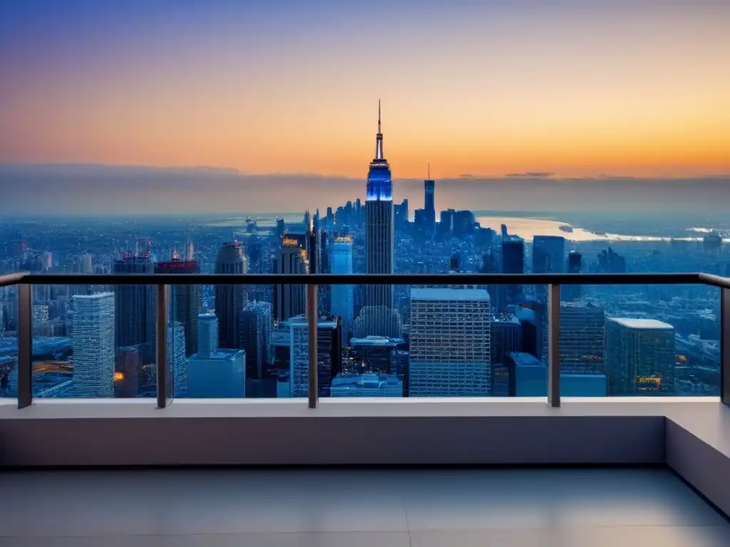 Penthouse de lujo con vistas panorámicas al atardecer Apartamento de lujo con vistas a la ciudad al atardecer
