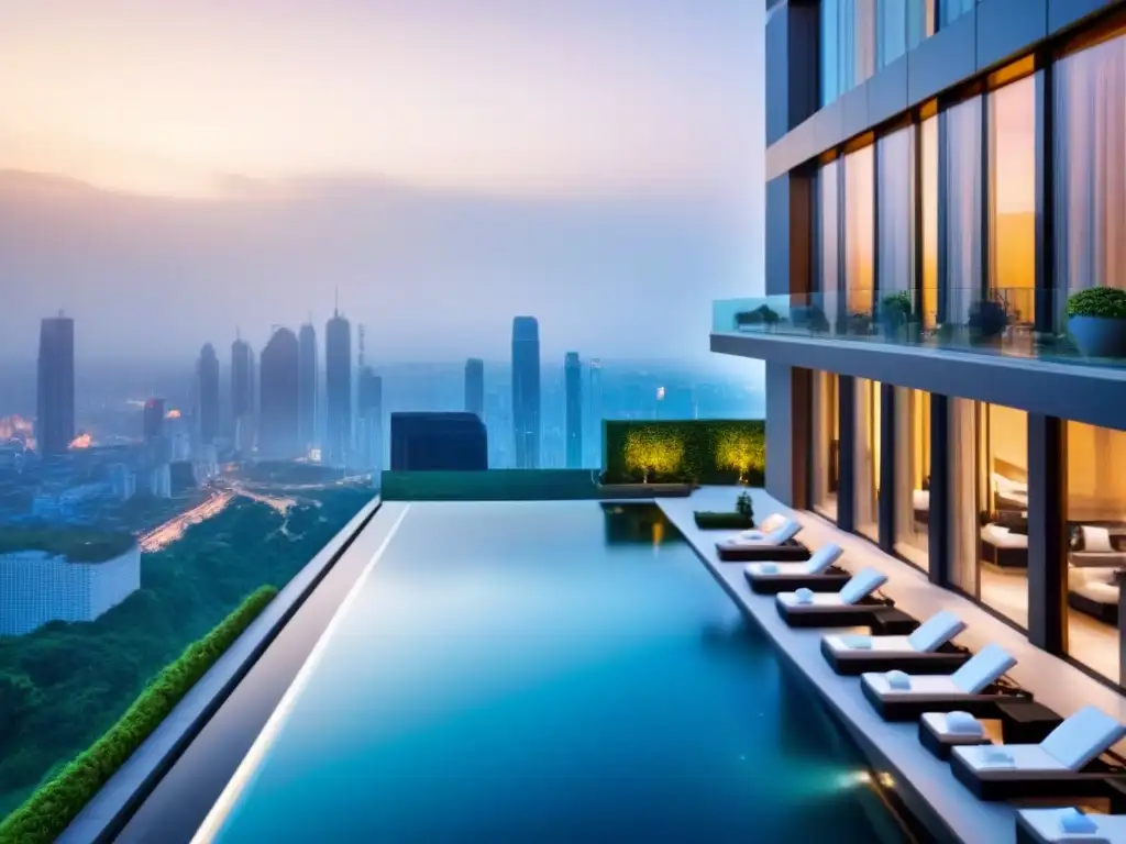 Hotel de lujo moderno con diseño arquitectónico innovador Arquitectura hotelera de lujo internacional con diseño vanguardista y elementos innovadores