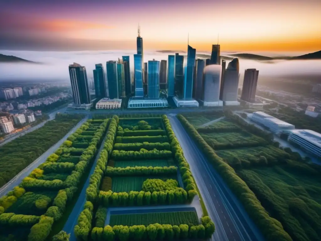 Arquitectura sísmica: ciudades modernas resistentes al terremoto Arquitectura segura en zonas sísmicas: rascacielos modernos rodeados de vegetación y calles bien mantenidas