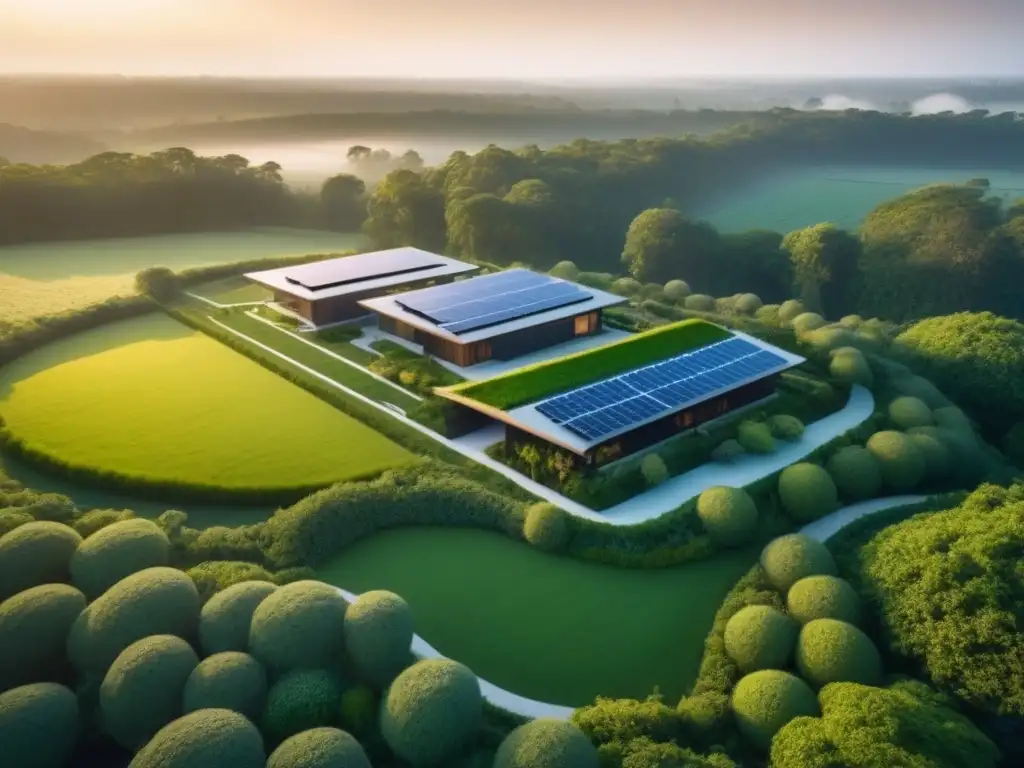 Arquitectura sostenible: innovación y naturaleza en armonía Arquitectura sostenible en mercado inmobiliario: innovación eco-amigable integrada en paisaje verde