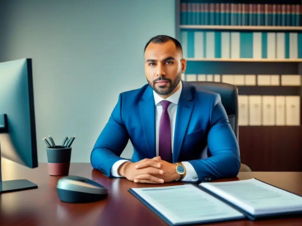 Asesor legal experto en reventa de tiempos compartidos Un asesor legal de reventa de tiempo compartido, en una oficina moderna y elegante, experto y confiable