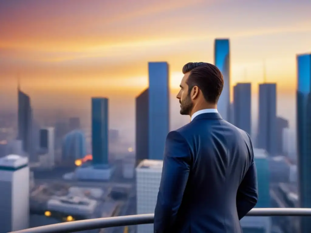Seguro de Propiedad Comercial: Asesoría Profesional al Atardecer Asesor de seguros en la ciudad al atardecer