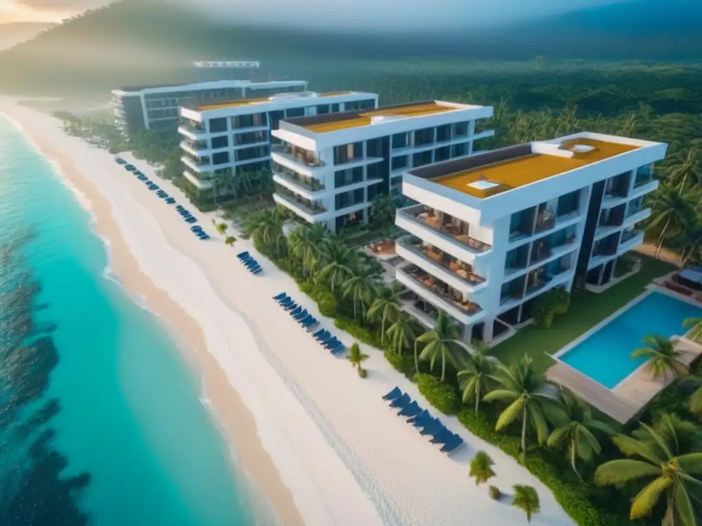 Resort de lujo frente al mar: inversión en paraíso turquesa Atardecer dorado en resort de lujo frente al mar, inversión en resorts de lujo internacional