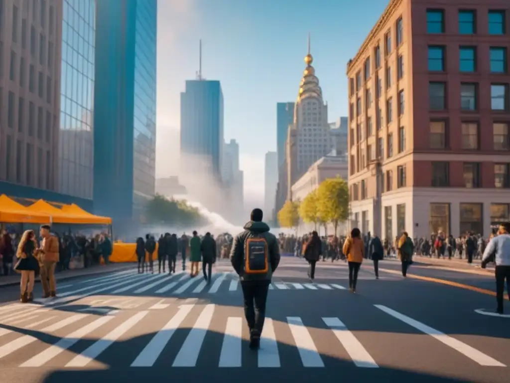 Atardecer creativo: comunidad vibrante en la ciudad Un atardecer vibrante en la ciudad, donde la creatividad y la colaboración comunitaria se unen en proyectos de revitalización urbana
