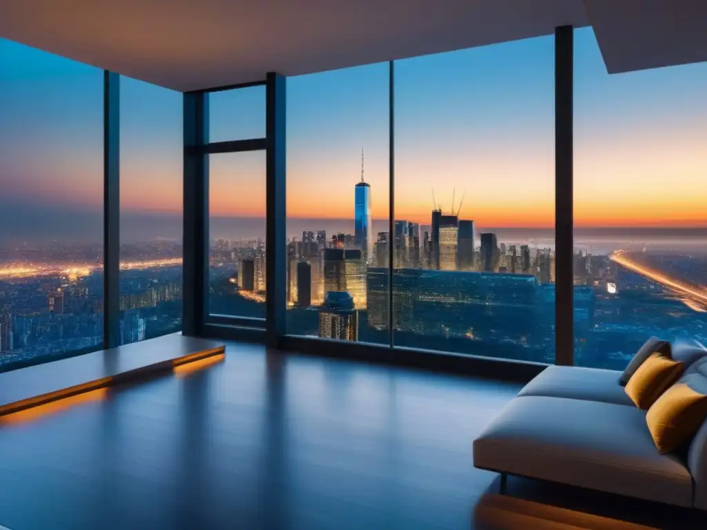 Penthouse de lujo con vistas panorámicas en ciudad global Ático de lujo con vista urbana global, diseño elegante y tecnología de vanguardia, en el mercado inmobiliario internacional economía global