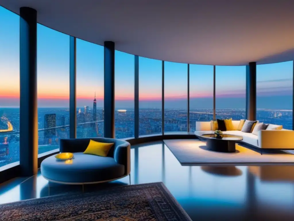 Penthouse de lujo con vistas panorámicas a la ciudad Ático de lujo con vistas a la ciudad y diseño moderno, terraza espaciosa y mobiliario contemporáneo
