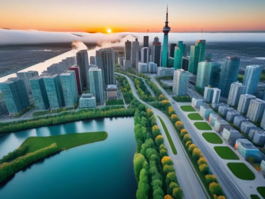 Metrópolis canadiense: arquitectura moderna y vida urbana enérgica Atmósfera urbana vibrante en Canadá, reflejando la influencia millennial en el mercado inmobiliario