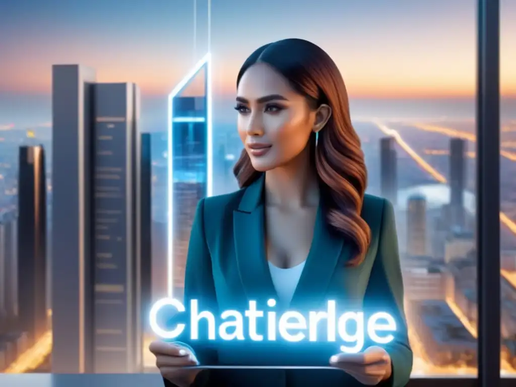 Avatar AI interactúa con clientes en mercado inmobiliario Un avanzado asistente virtual interactúa con clientes en un mercado inmobiliario, ilustrando la automatización en la atención al cliente