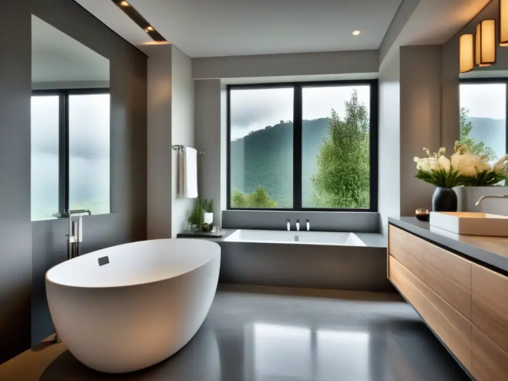 Baño moderno de mármol: diseño elegante y relajante Baño moderno con mármol, bañera y ducha elegante