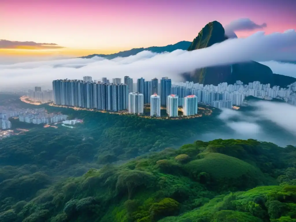 Residencial de lujo en barrio exclusivo - América Latina Barrios exclusivos de alta gama en Latinoamérica: un edificio residencial de lujo rodeado de naturaleza y luces de ciudad