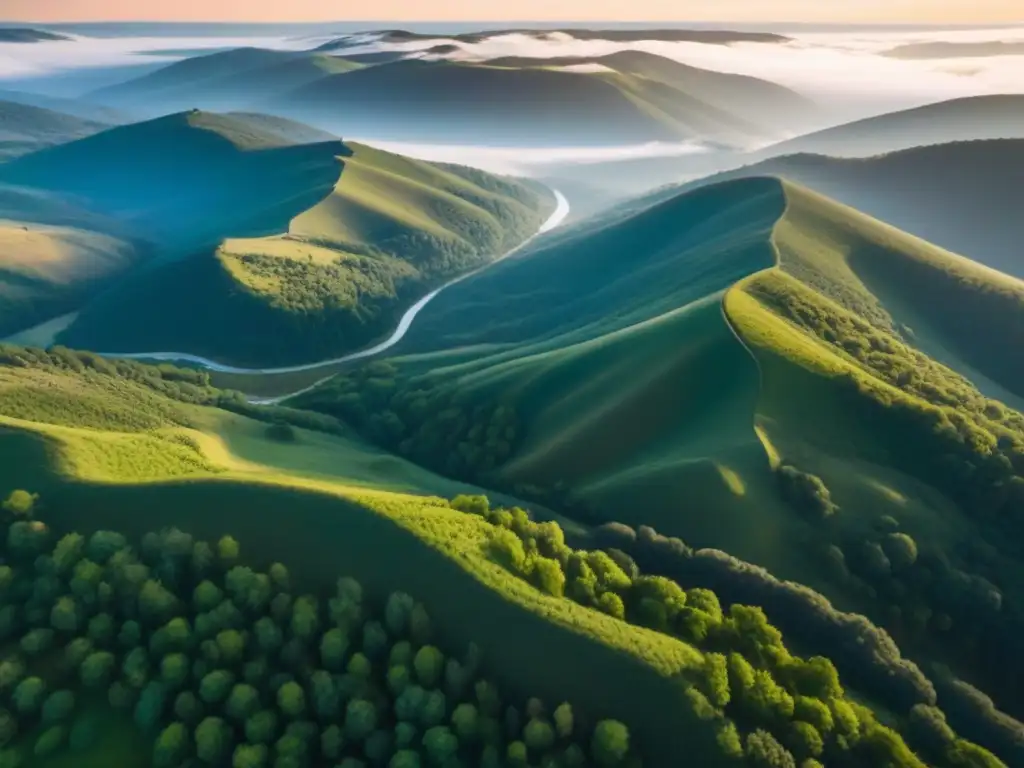 Vista aérea detallada de paisaje natural virgen con ríos y bosques Explora la belleza natural de un paisaje sin explotar, ideal para inteligencia artificial en mercado inmobiliario