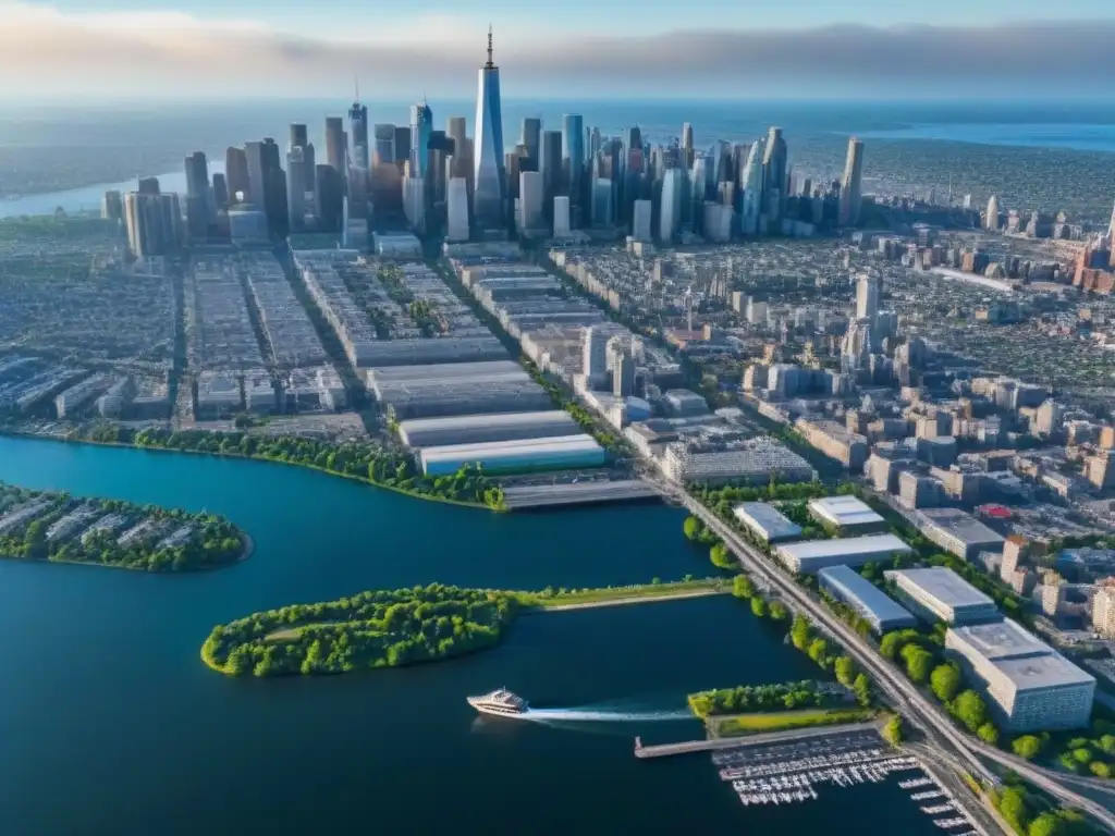 Espléndida vista aérea de la vibrante ciudad de Norteamérica Invertir en bienes raíces comerciales en Norteamérica: Una vista aérea impresionante de un bullicioso horizonte urbano