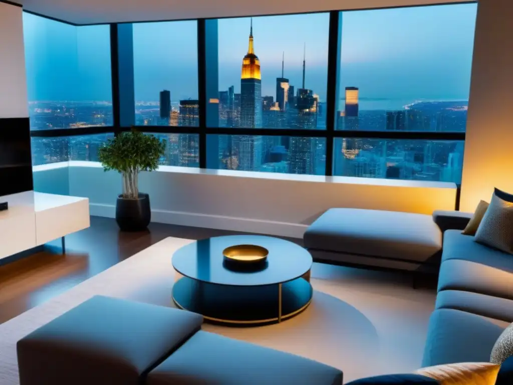 Penthouse de lujo con vistas panorámicas a la ciudad y diseño contemporáneo Invertir en bienes raíces con criptomonedas: Lujoso penthouse moderno con vistas a la ciudad y mobiliario contemporáneo