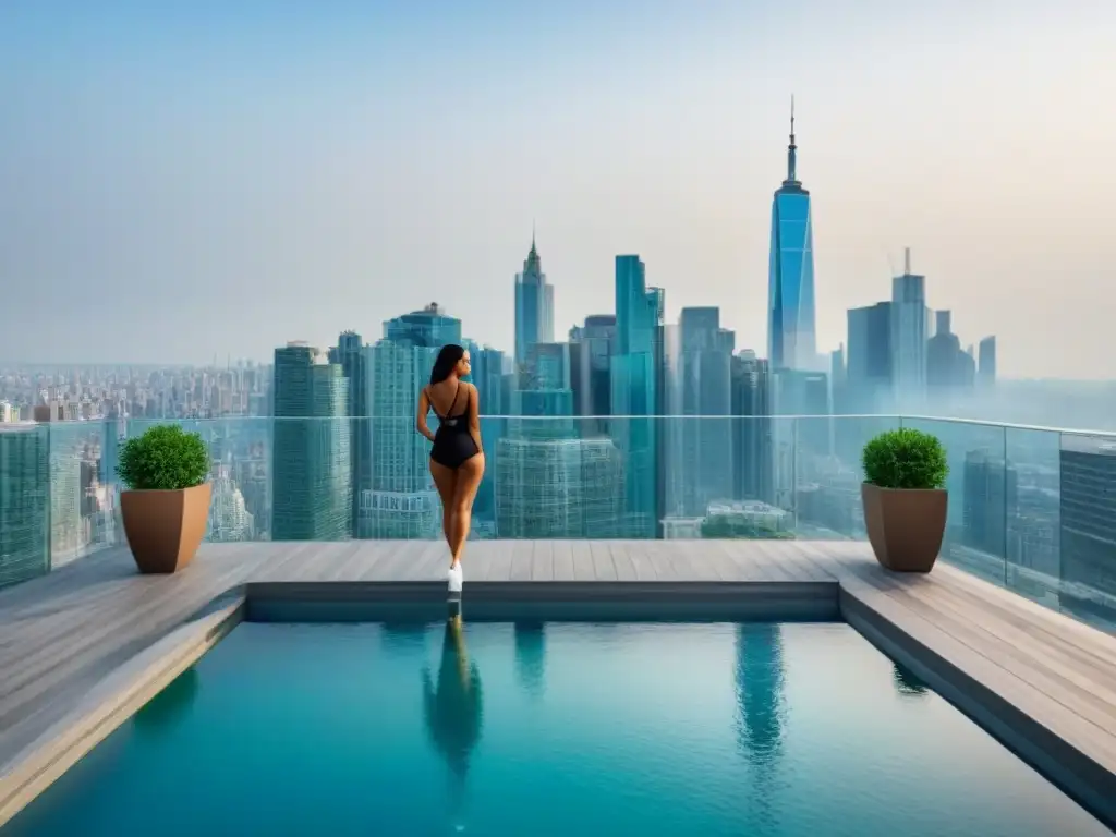 Penthouse de lujo con vistas urbanas y elegante decoración contemporánea Invierte en bienes raíces con criptomonedas: lujoso ático moderno con vista urbana y elegante decoración contemporánea