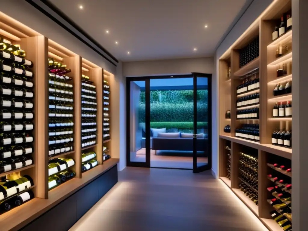 Vinoteca de lujo: elegancia y exclusividad en residencia premium Bodega de vinos lujosa y moderna en propiedad residencial