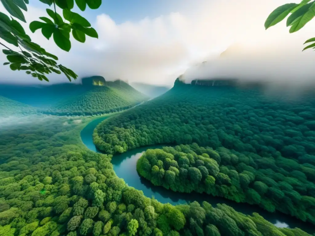 Esplendor verde: vista aérea de bosque ecoamigable Bosque verde exuberante con juego de luz y sombra
