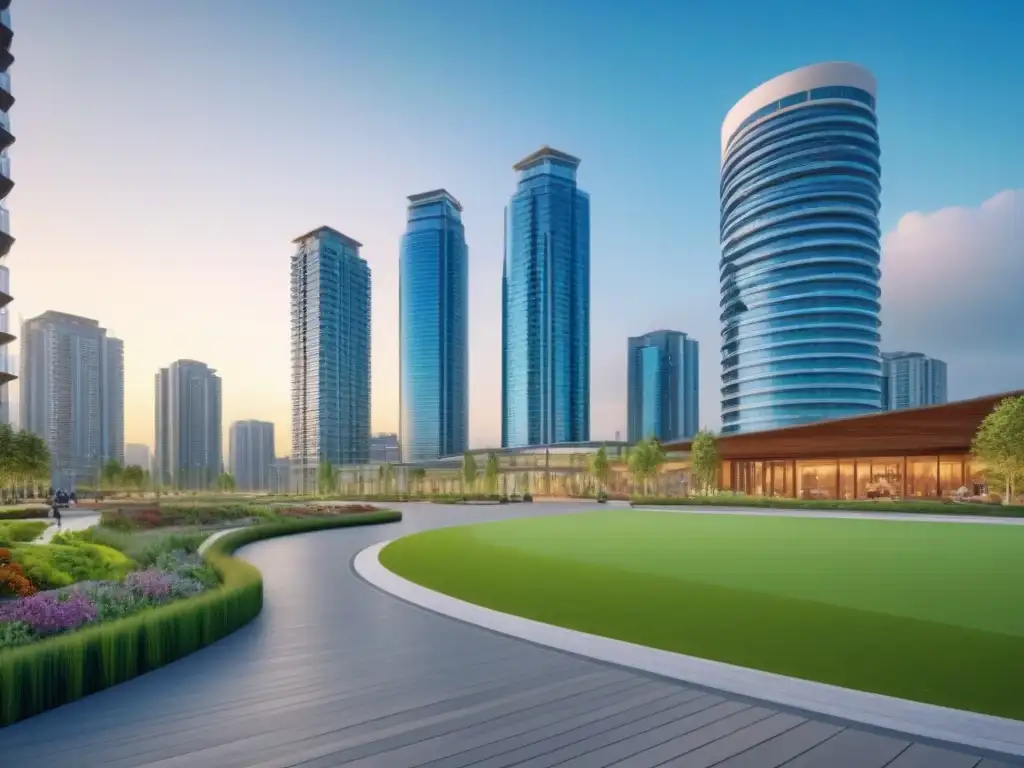 Metrópolis integrada: comunidad vibrante en desarrollo inmobiliario moderno Un bullicioso y vibrante paisaje urbano con impacto social en desarrollos inmobiliarios integrados
