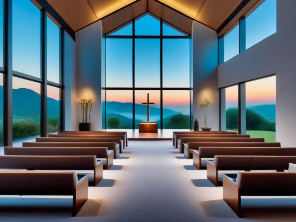 Capilla privada moderna y serena en propiedad de lujo Una capilla privada moderna y serena en un lujoso inmueble, con arte religioso contemporáneo y ambiente tranquilo