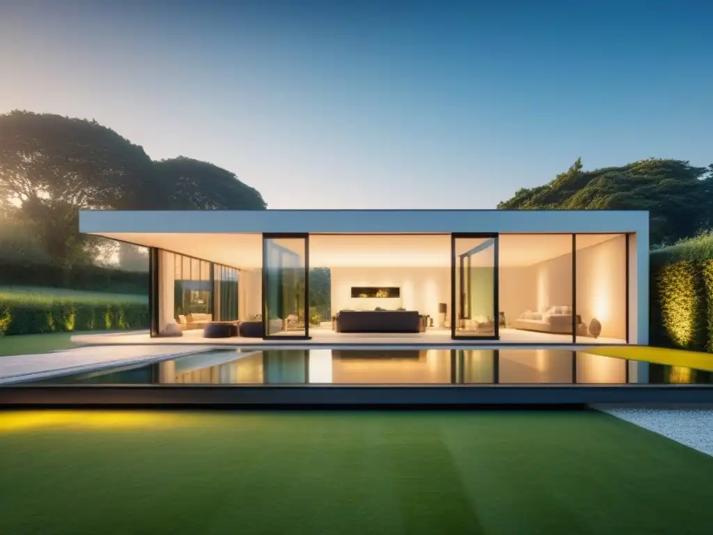 Residencia de vidrio moderna: fusión con la naturaleza Una casa de cristal moderna y lujosa con diseño arquitectónico elegante y vistas panorámicas al paisaje verde