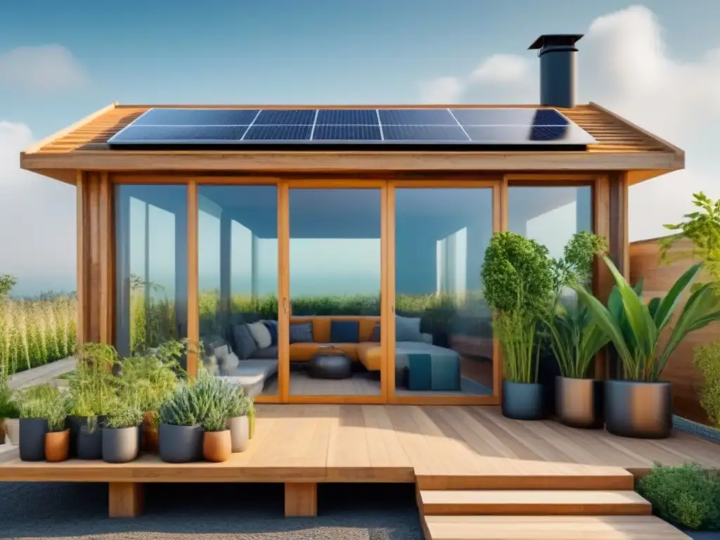 Casa ecológica futurista de materiales reciclados Una casa futurista ecoamigable construida con materiales reciclados en bioconstrucción