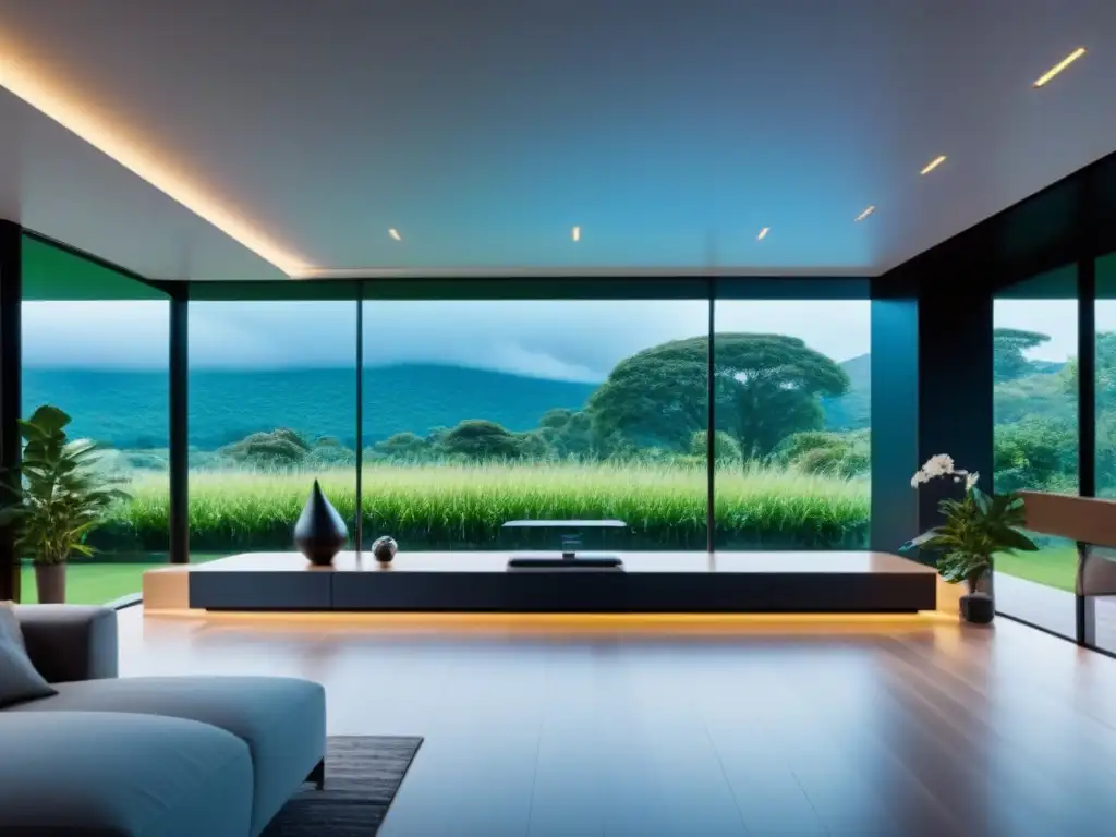 Casa inteligente futurista integrada con la naturaleza Una casa futurista integrada en la naturaleza, con tecnología avanzada y sostenible