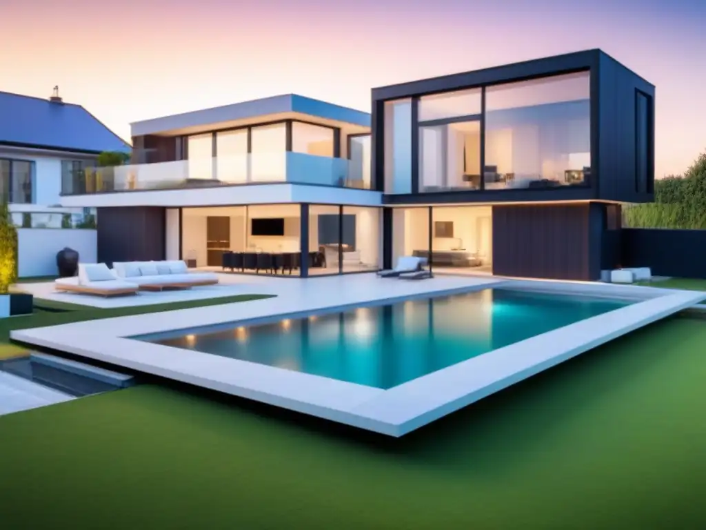 Smart home de lujo: diseño innovador y tecnología integrada Casa inteligente de lujo con tecnología innovadora para mercado de alquiler
