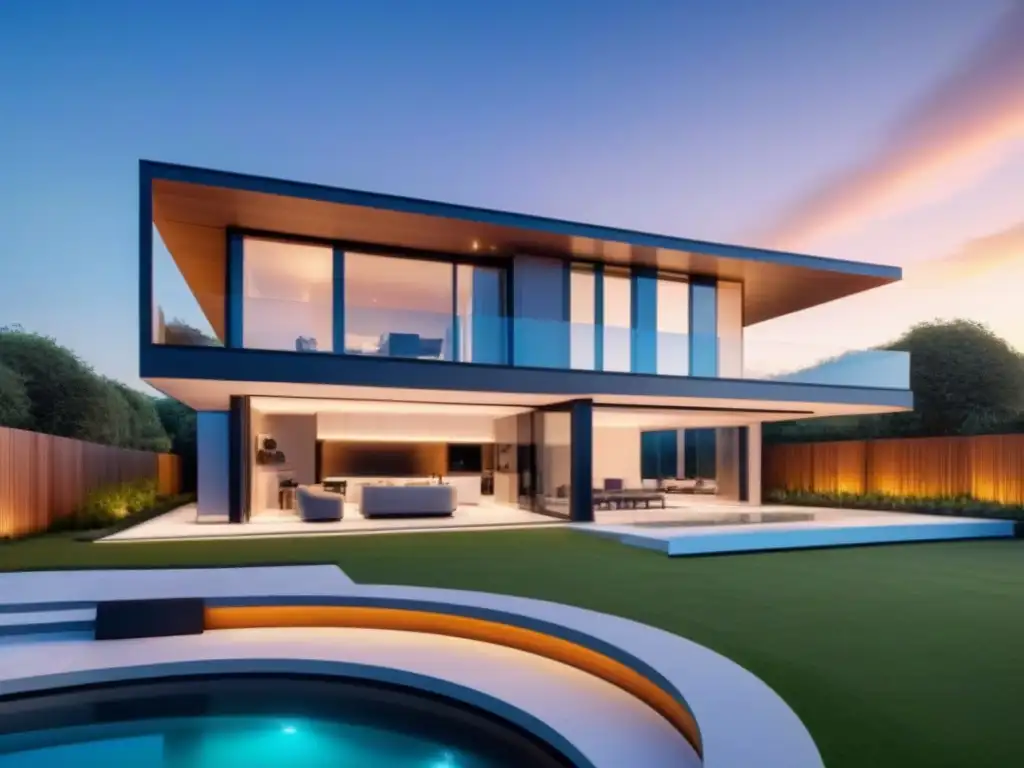 Smart home de lujo: innovación tecnológica en arquitectura futurista Una casa inteligente moderna con tecnología de vanguardia integrada