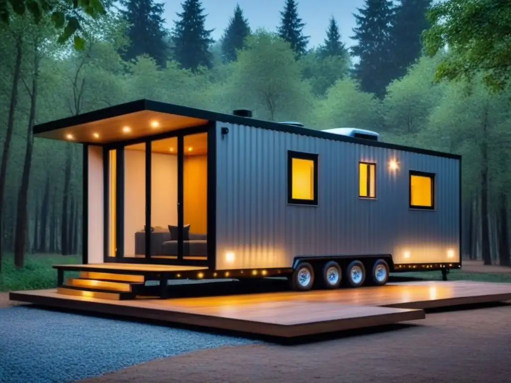 Microcasa moderna en bosque verde: diseño eficiente y sostenible Inversión en casas pequeñas: Hogar moderno en bosque verde con diseño eficiente y eco-lujoso