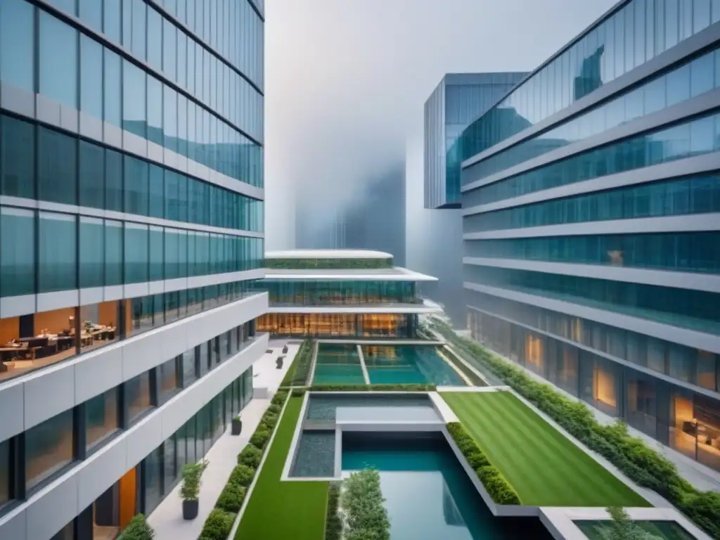 Centro de arbitraje internacional: innovación y colaboración Centro de arbitraje internacional con arquitectura moderna, expertos legales en disputas internacionales