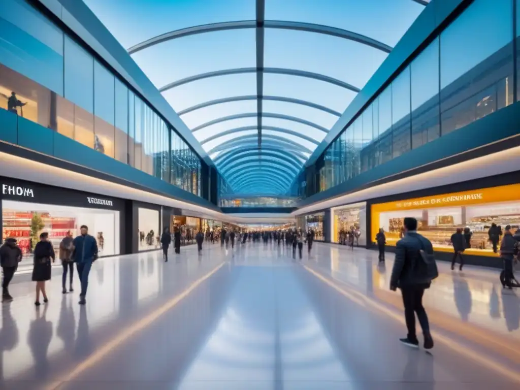 Centro comercial internacional: modernidad y diversidad en acción Un centro comercial internacional con inversores exitosos y ambiente vibrante