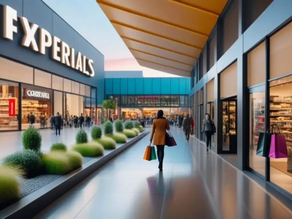 Centro comercial vibrante: diversidad, energía y estilo moderno Un centro comercial moderno y bullicioso con diversidad de compradores, transmitiendo energía, prosperidad y comunidad