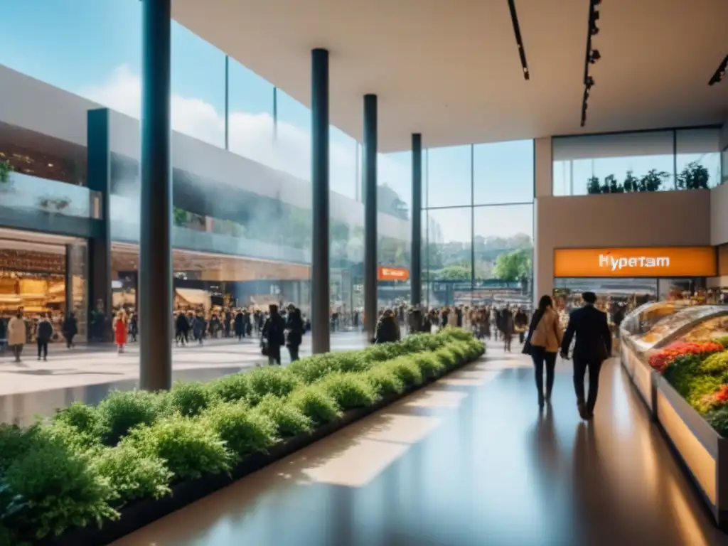 Centro comercial moderno y vibrante en la ciudad Un centro comercial moderno y vibrante, reflejando diversidad y comunidad