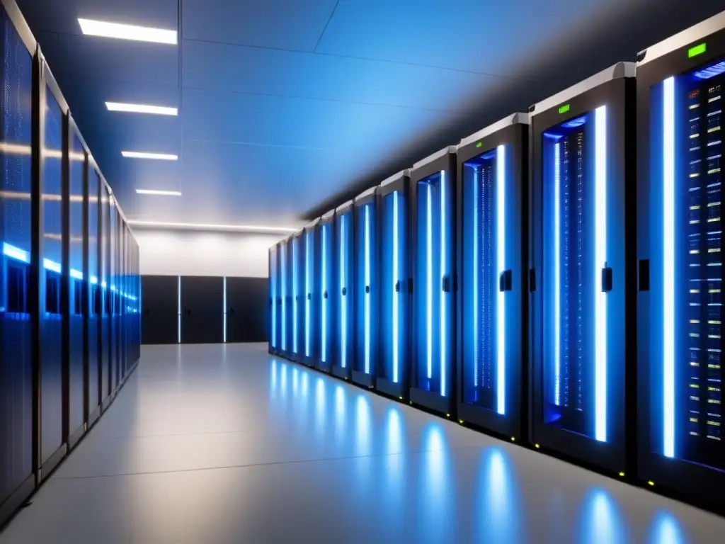 Centro de datos sostenible: tecnología de vanguardia y eficiencia Un centro de datos futurista y sostenible, ideal para inversionistas globales en tecnología