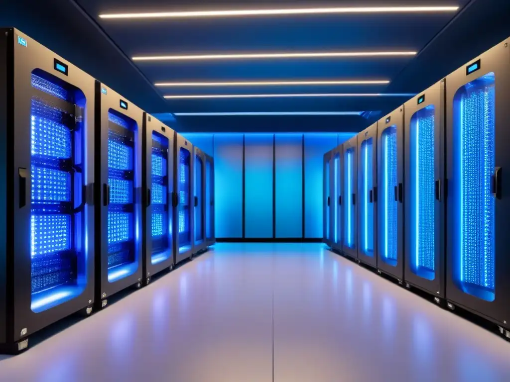 Centro de datos futurista de alta tecnología en 8k Centro de datos futurista y sostenible para inversionistas globales en tecnología