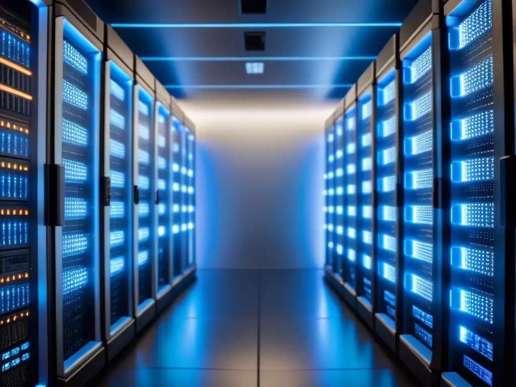 Centro de datos futurista y seguro con servidores en 8K Centro de datos en la nube futurista con servidores organizados y escudo de seguridad digital