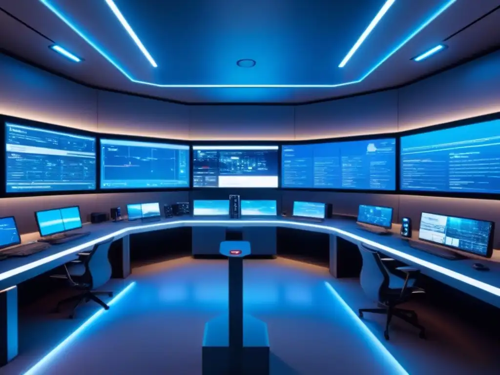 Centro de seguridad digital futurista con tecnología de vanguardia Centro de seguridad digital futurista para inversores inmobiliarios