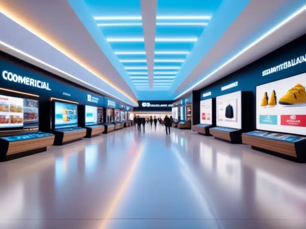 Centro comercial del futuro: tecnología innovadora y diseño vanguardista Innovación en centros comerciales: diseño futurista con tecnología avanzada y espacios virtuales y físicos integrados