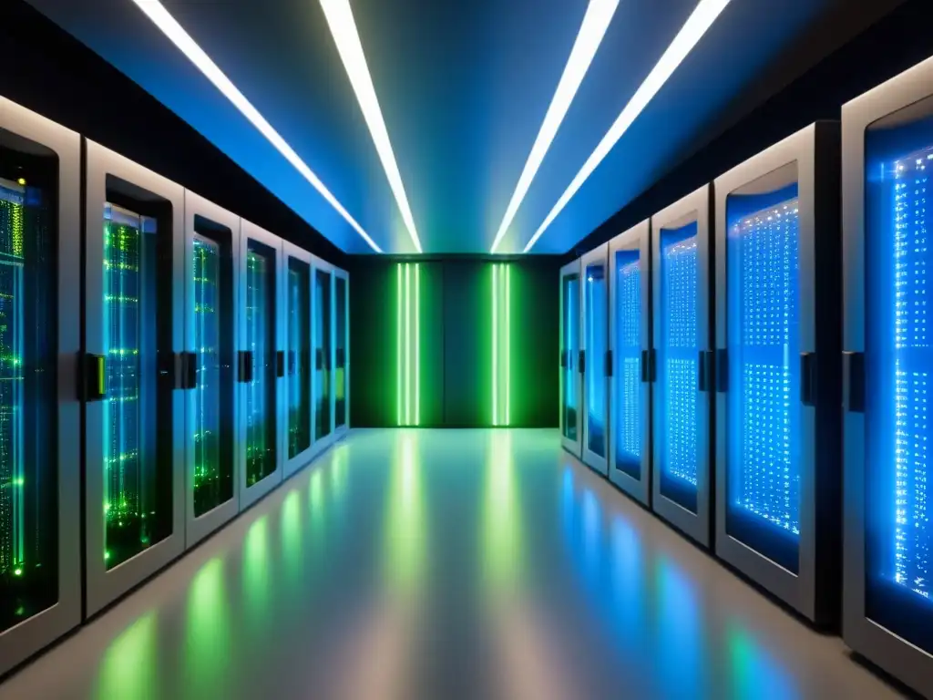 Centro de datos futurista: precisión y tecnología de vanguardia Invertir en centros de datos: Diseño futurista de un centro de datos con tecnología avanzada y ambiente sofisticado